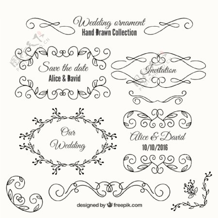 手拉的婚礼饰品和相框