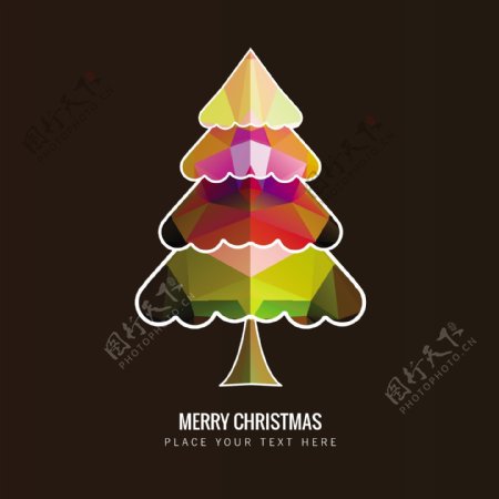 彩色多边形圣诞树