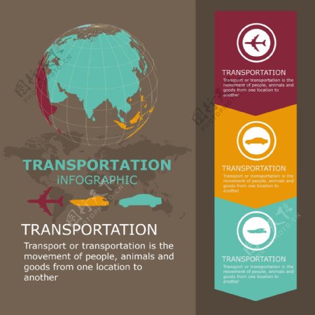 地球与交通工具信息图表