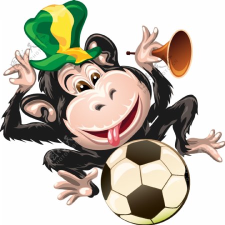 卡通猴子与足球
