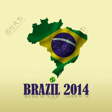 巴西地图与巴西国旗