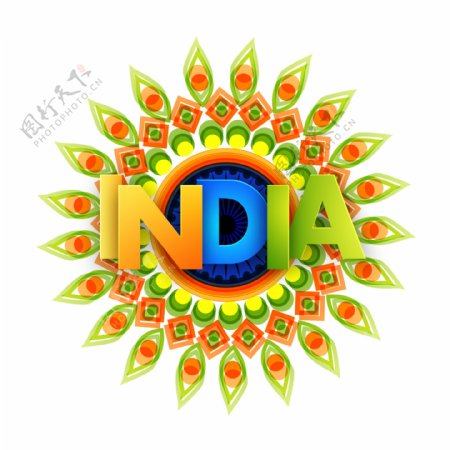 精美的图案印度国旗图案为印度国旗颜色为快乐的独立日庆祝