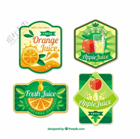 平面设计中的果汁标签