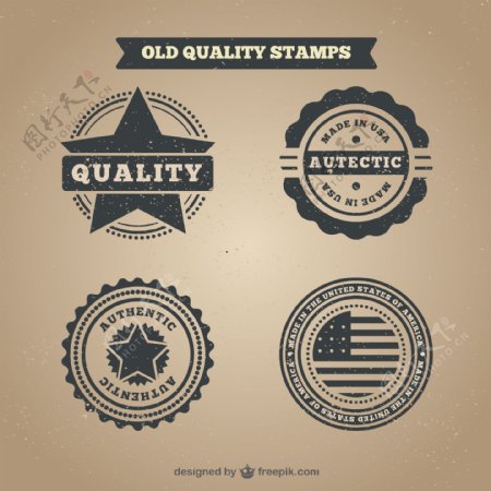 老式设计中的质量邮票