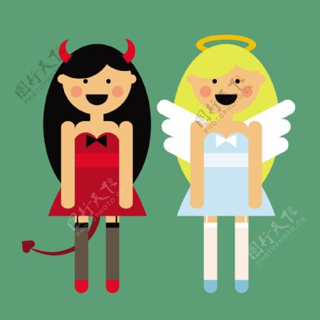 卡通天使和魔鬼