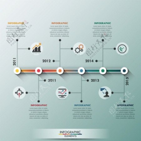 时间轴式商业信息图表设计图