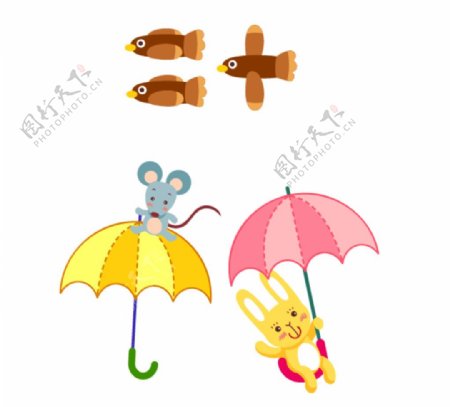 手绘小鸟动物雨伞