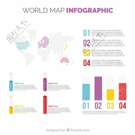多色世界地图信息图