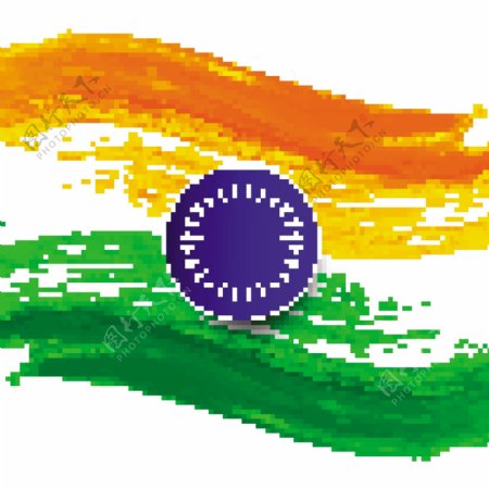 印度共和国日背景是水彩旗
