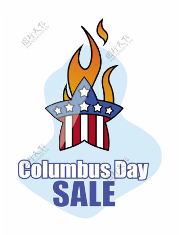 哥伦布日销售复古星图形旗帜
