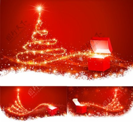 圣诞树与礼盒矢量素材