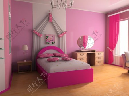 粉色卧室装修设计图片1