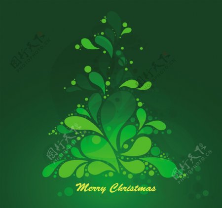 抽象绿色圣诞树矢量图形