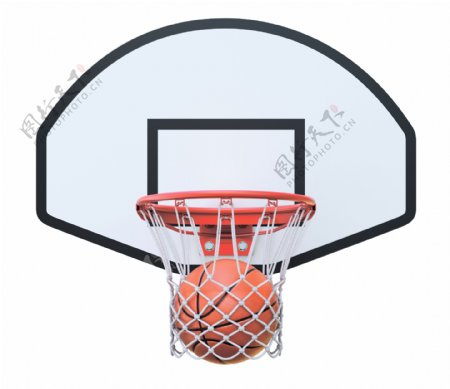 篮筐里的篮球图片