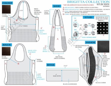 女式手提包设计细节图