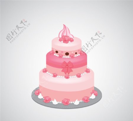 粉色三层蛋糕设计矢量素材