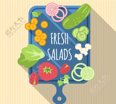 新鲜沙拉蔬菜矢量素材
