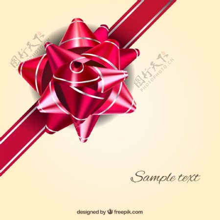 红色丝带花设计矢量素材