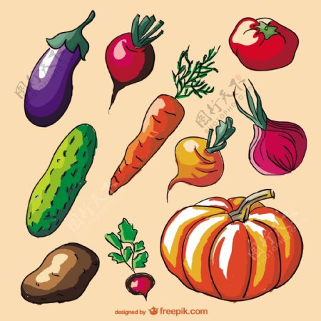 丰富多彩的涂鸦蔬菜集
