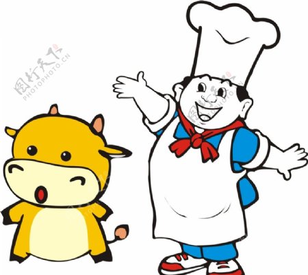 卡通动物厨师