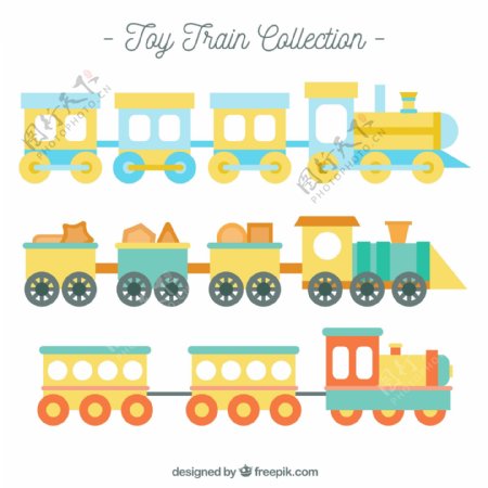 色彩柔和的玩具火车矢量素材