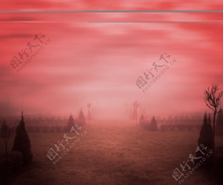 红雾蒙蒙的背景