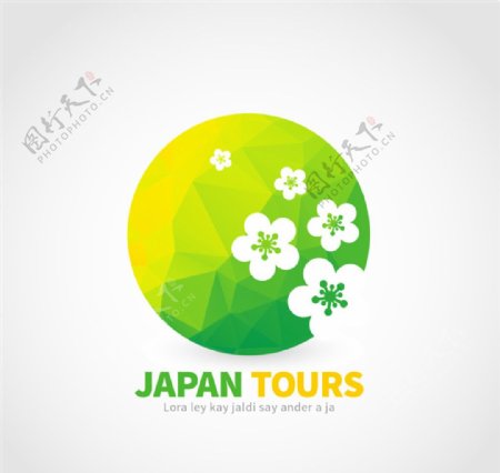 日本樱花旅行标志矢量素材