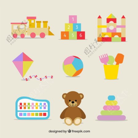彩色儿童玩具图标矢量素材