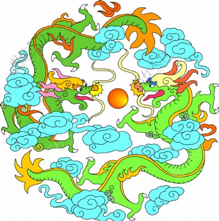 龙纹吉祥图案中国传统图案0058