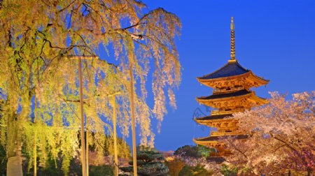 日本塔建筑风景图片