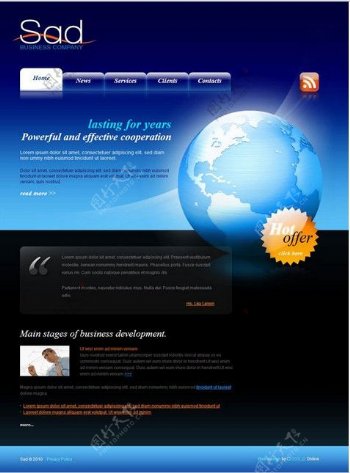 商业公司蓝色主题网页模板
