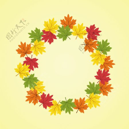 秋季花环背景插图