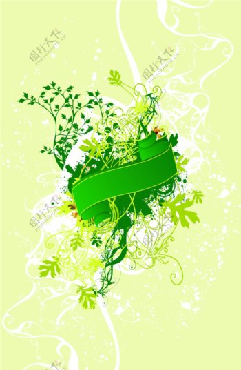 绿色植物花纹图案背景