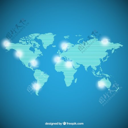 蓝色条纹世界地图