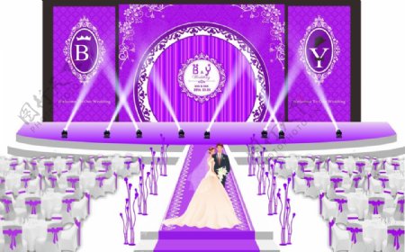 紫色婚庆主背景素材