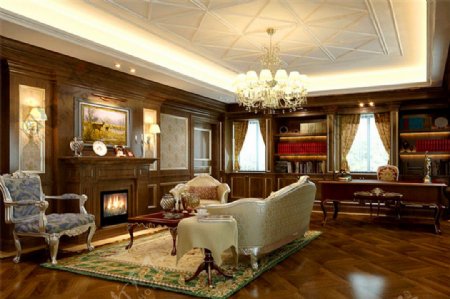 古典欧式风格别墅客厅装修效果图