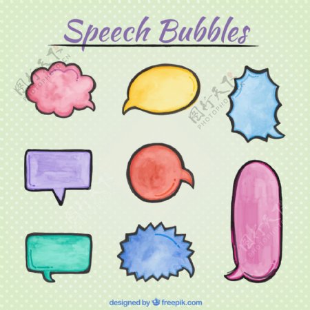 9款彩绘演讲语言气泡设计矢量素材