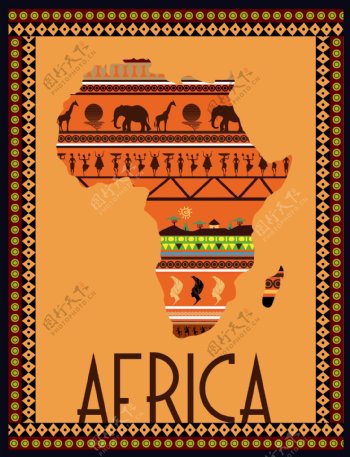 复古怀旧非洲插画海报