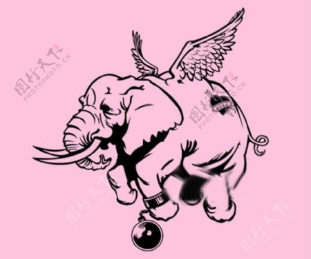 位图动物大象色彩粉红色免费素材