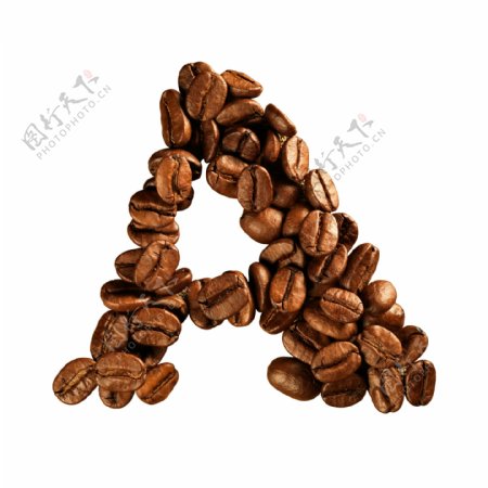 咖啡豆组成的字母A