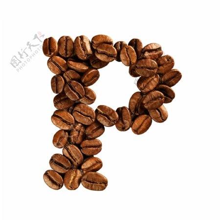 咖啡豆组成的字幕F