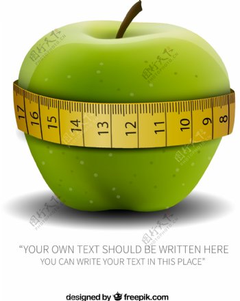 苹果上的卷尺