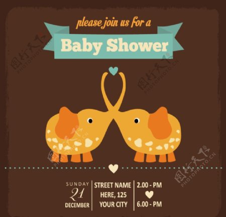 可爱大象迎婴派对海报