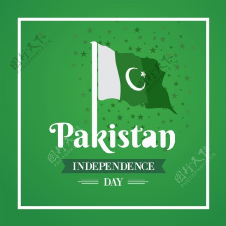 巴基斯坦国旗绿色背景