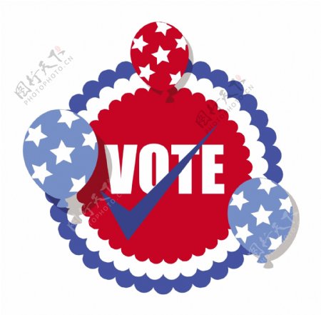 投票选举日的矢量插画的徽章