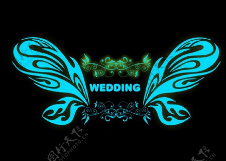 荧光水蓝婚礼logo