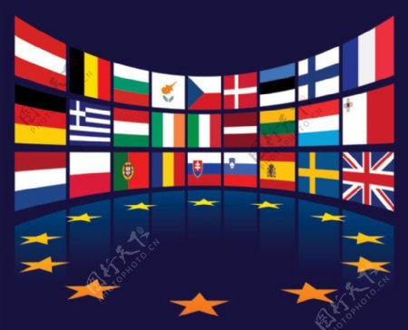 欧盟国家旗帜矢量素材