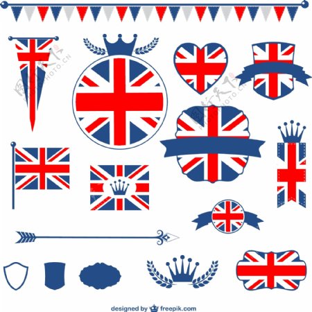 英国国旗元素标签矢量素材