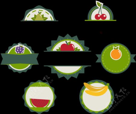 创意水果圆形标签图标免抠png透明素材