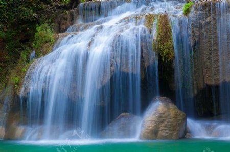 唯美山水瀑布风景图片